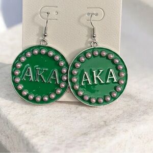 Green AKA Earrings with Pearl Accents